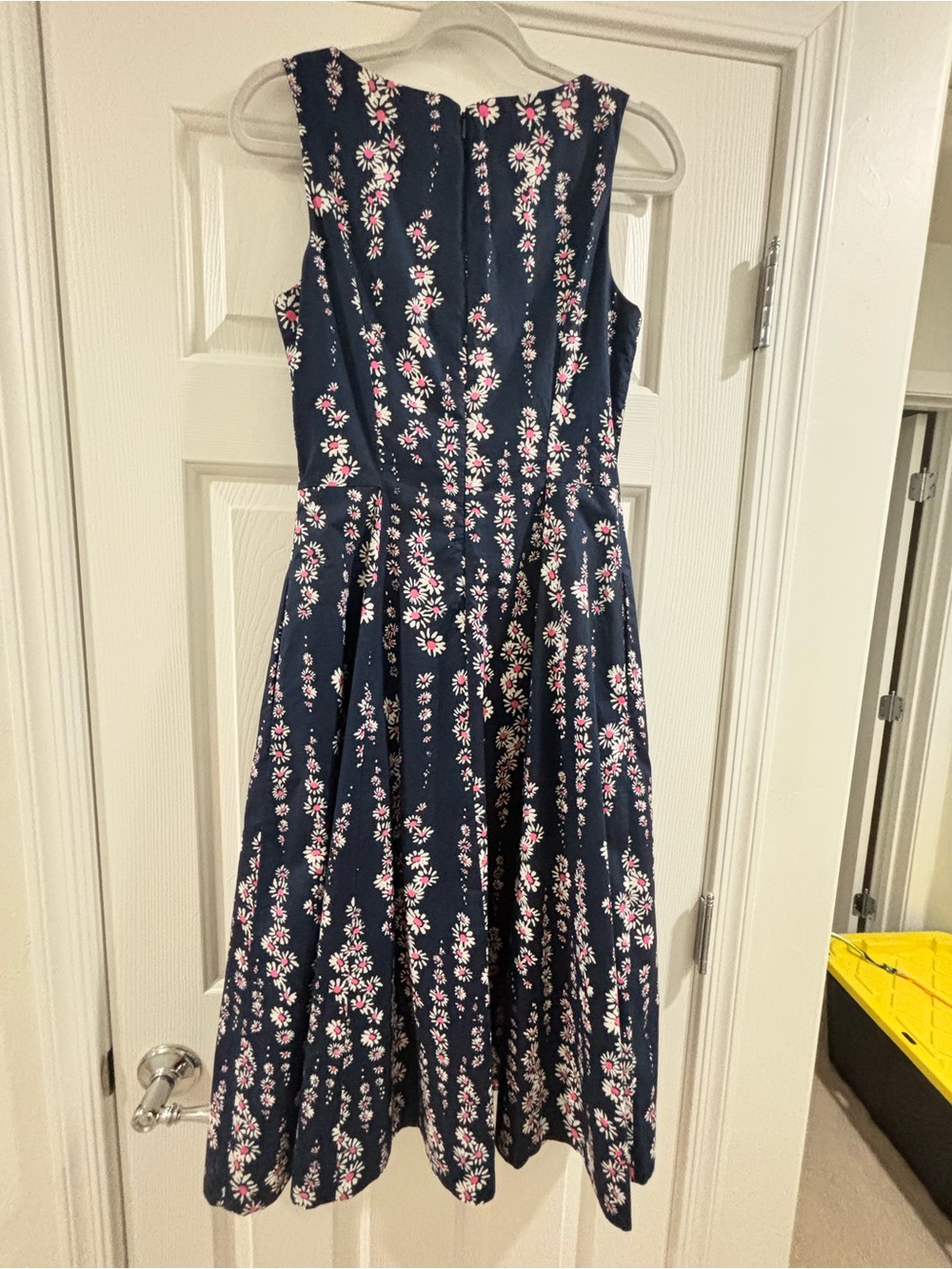 Boden Navy Midi Dress with Pink and White Daisy Print - Picture 5 of 7